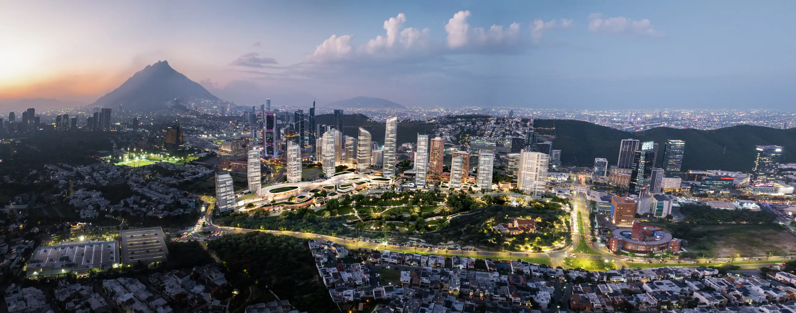 Panorámica nocturna del distrito Zul